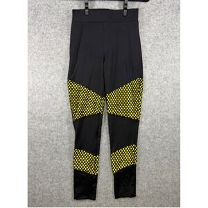 Balera Dancewear Leggings Womens MA Black Yellow Mesh Inset MT10936
